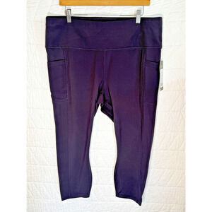 Yogalicious Lux leggings Athletic Pant NWT Women 2X Side Pocket purple fig sugar
